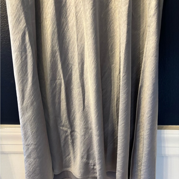 Silver Satin Midi  Skirt Nordstrom’s Elastic Waist SZ L Minimalist Feminine Y2K - Picture 2 of 8